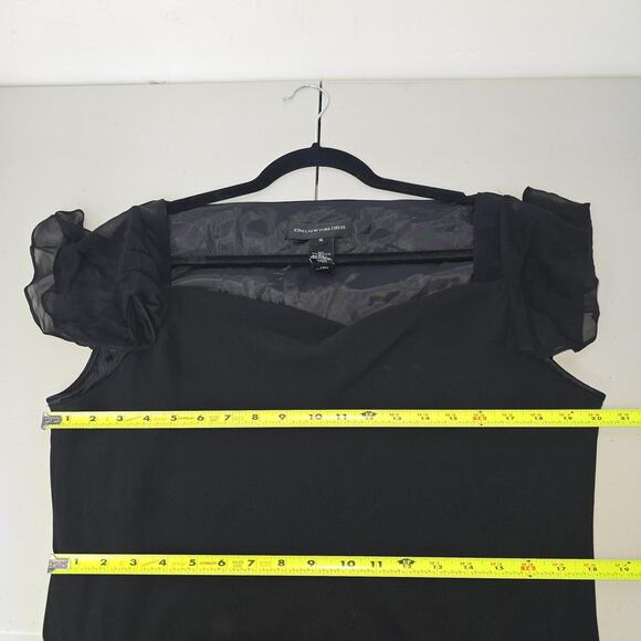 Jones New York Dress Women 16 Black Midi Chiffon Flutter Sleeve Evening Gown 90s - Picture 7 of 10